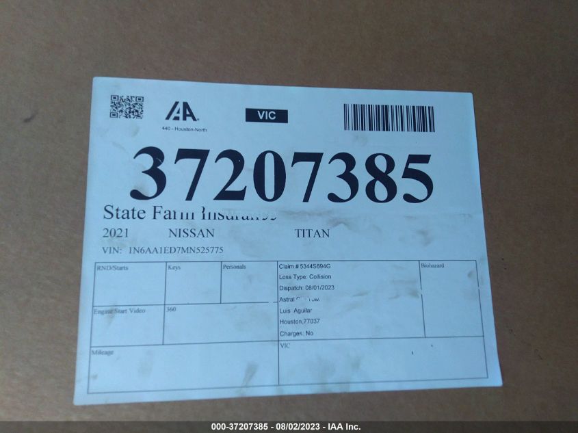 2021 NISSAN TITAN PLATINUM RESERVE - 1N6AA1ED7MN525775