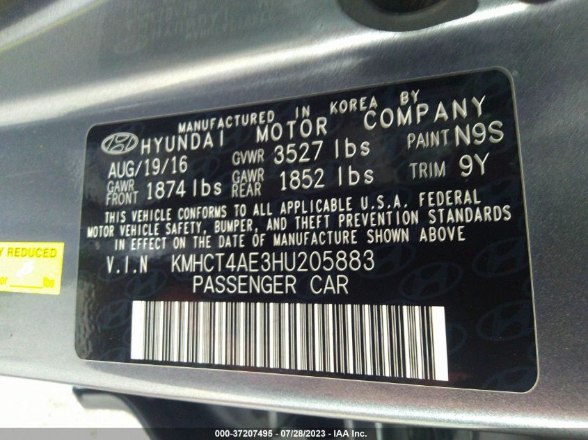 2017 HYUNDAI ACCENT SE - KMHCT4AE3HU205883