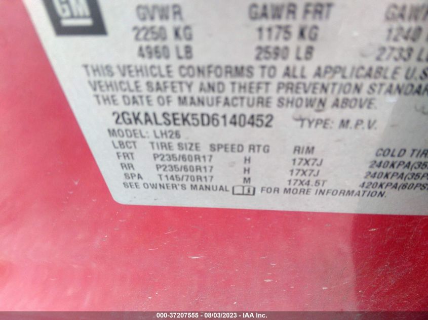 2013 GMC TERRAIN SLE - 2GKALSEK5D6140452
