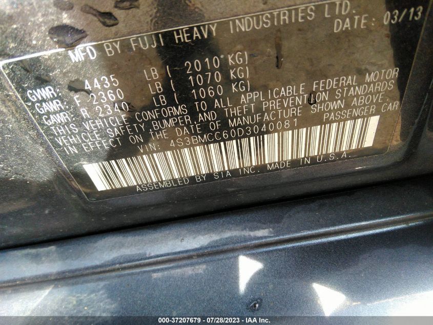 2013 SUBARU LEGACY 2.5I PREMIUM - 4S3BMCC60D3040081