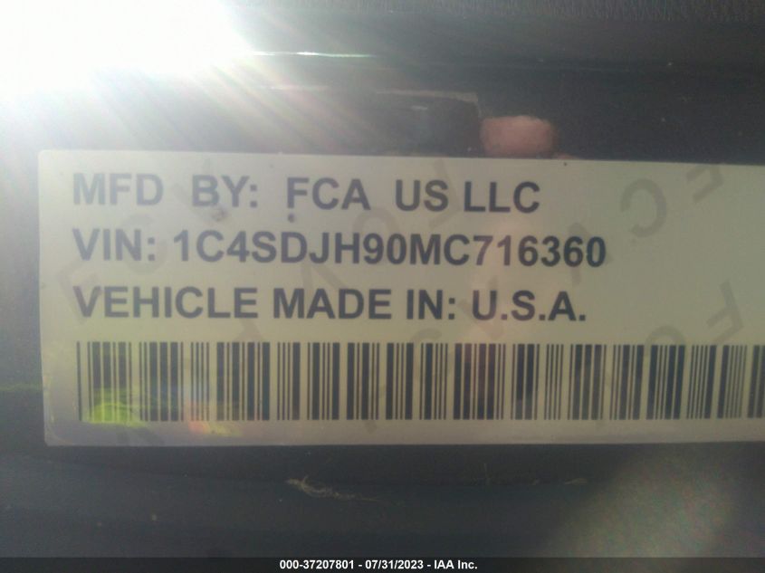 2021 DODGE DURANGO SRT HELLCAT - 1C4SDJH90MC716360