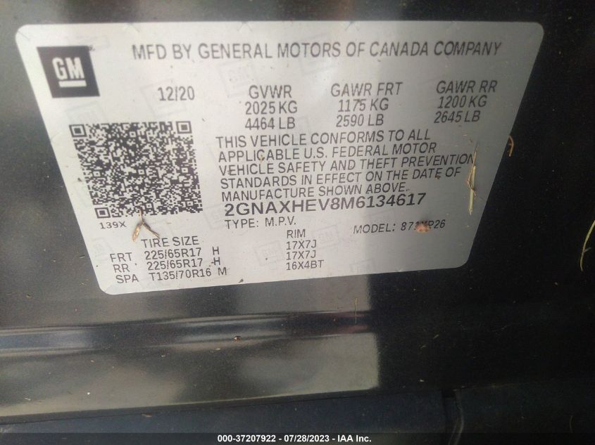 2021 CHEVROLET EQUINOX LS - 2GNAXHEV8M6134617