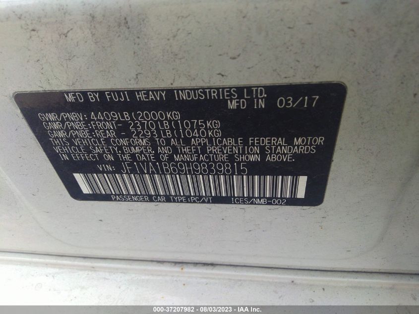 2017 SUBARU WRX - JF1VA1B69H9839815