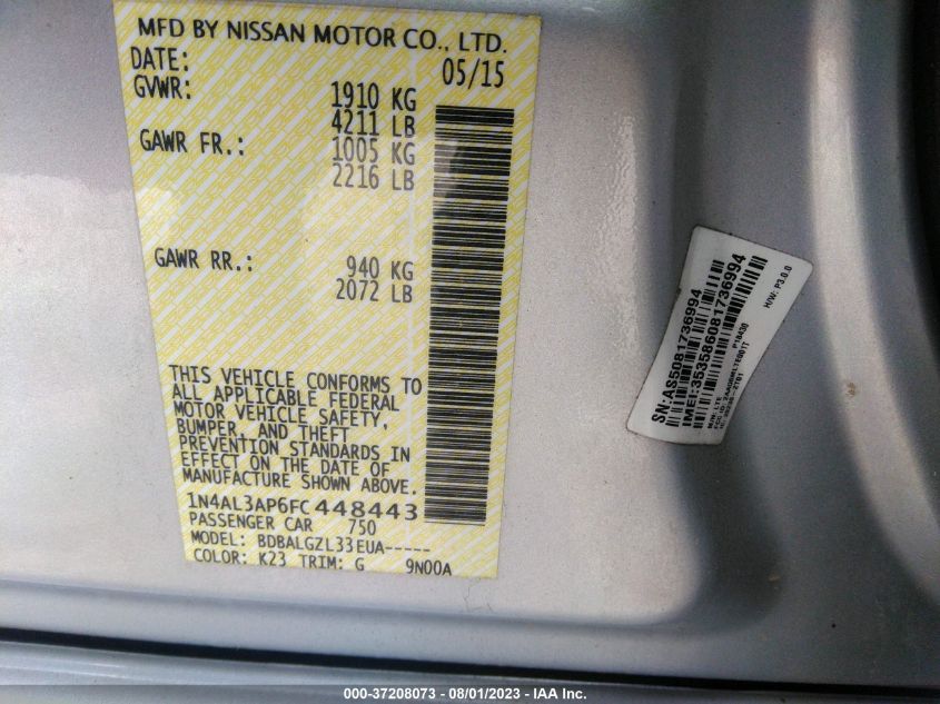 2015 NISSAN ALTIMA 2.5 S - 1N4AL3AP6FC448443