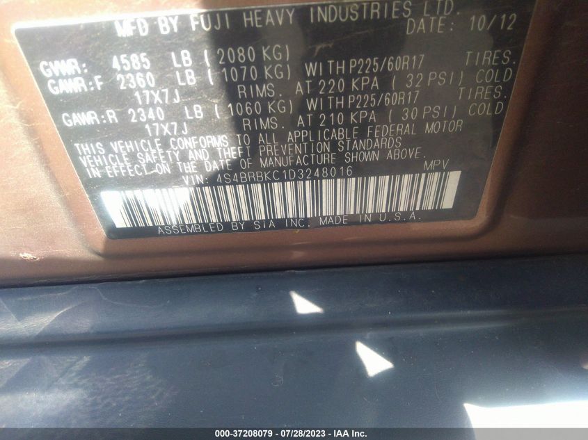 2013 SUBARU OUTBACK 2.5I LIMITED - 4S4BRBKC1D3248016