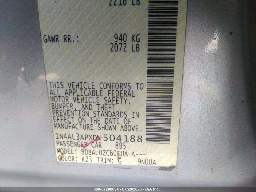 2013 NISSAN ALTIMA 2.5/S/SV/SL - 1N4AL3APXDN504188