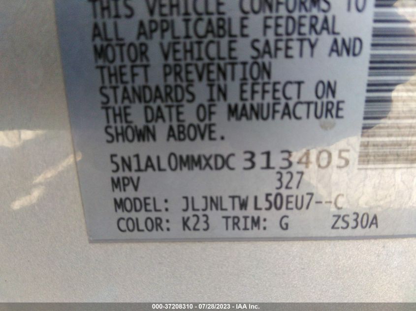 2013 INFINITI JX - 5N1AL0MMXDC313405