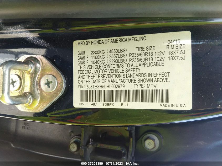 2017 ACURA RDX TECHNOLOGY - 5J8TB3H50HL002979
