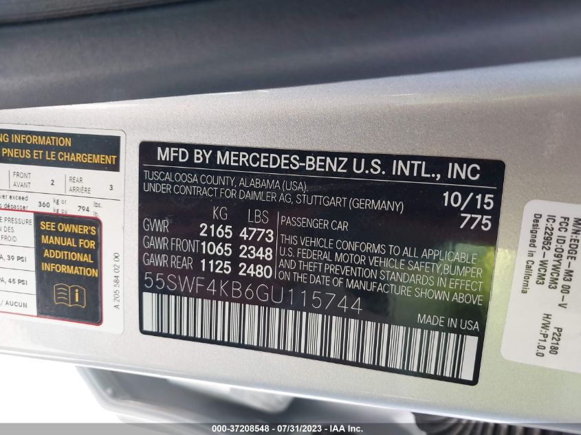 2016 MERCEDES-BENZ C-CLASS C 300 - 55SWF4KB6GU115744