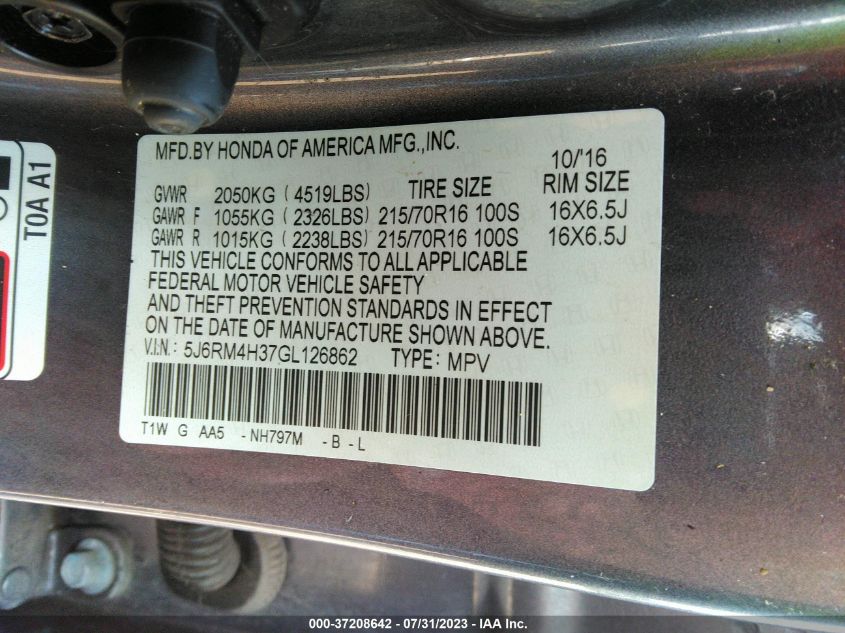 2016 HONDA CR-V LX - 5J6RM4H37GL126862