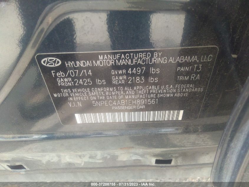 2014 HYUNDAI SONATA SE - 5NPEC4AB1EH891561