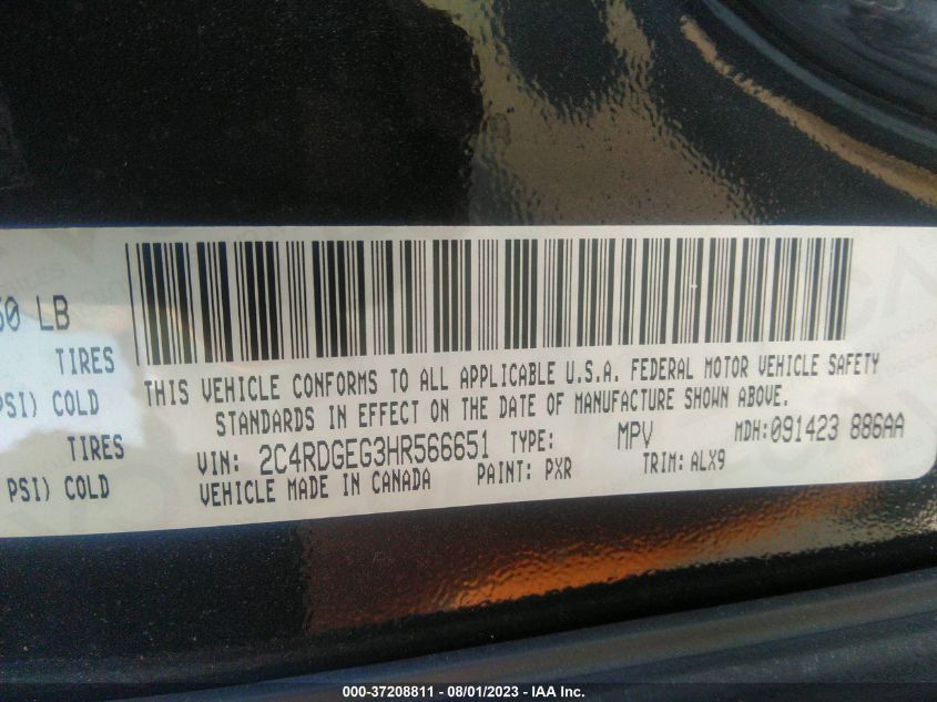 2017 DODGE GRAND CARAVAN GT - 2C4RDGEG3HR566651