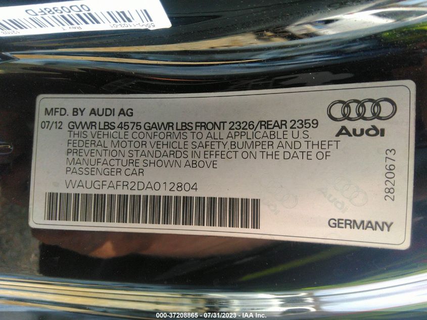 2013 AUDI A5 PREMIUM - WAUGFAFR2DA012804