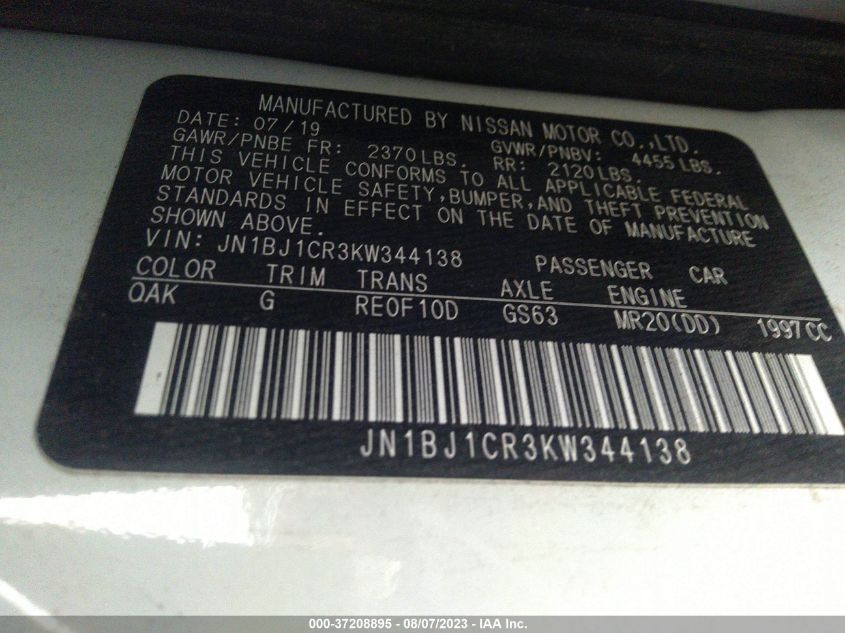 2019 NISSAN ROGUE SPORT S - JN1BJ1CR3KW344138