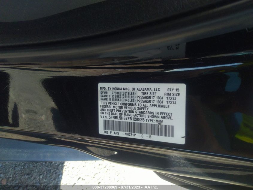 2015 HONDA ODYSSEY EX-L - 5FNRL5H67FB128525