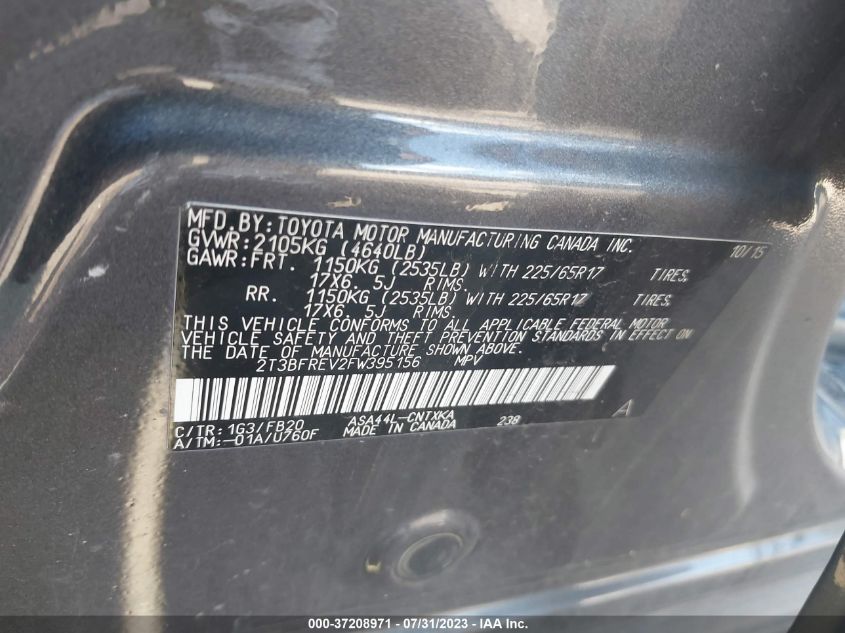 2015 TOYOTA RAV4 LE - 2T3BFREV2FW395156