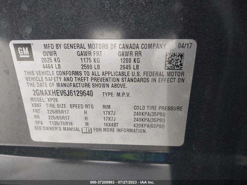 2018 CHEVROLET EQUINOX LS - 2GNAXHEV6J6129640