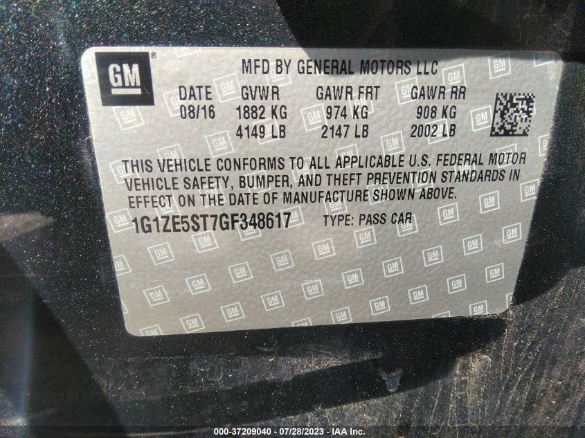 2016 CHEVROLET MALIBU LT - 1G1ZE5ST7GF348617