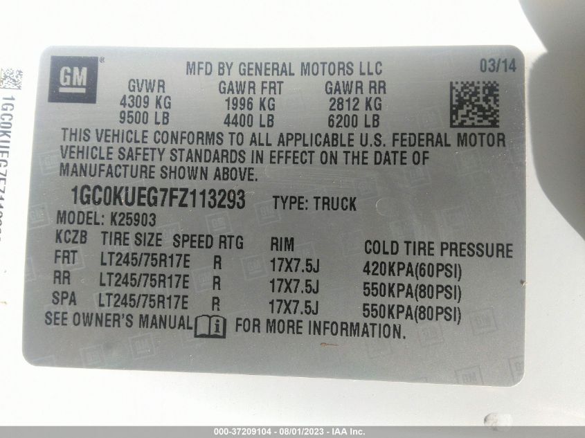 2015 CHEVROLET SILVERADO 2500HD WORK TRUCK - 1GC0KUEG7FZ113293