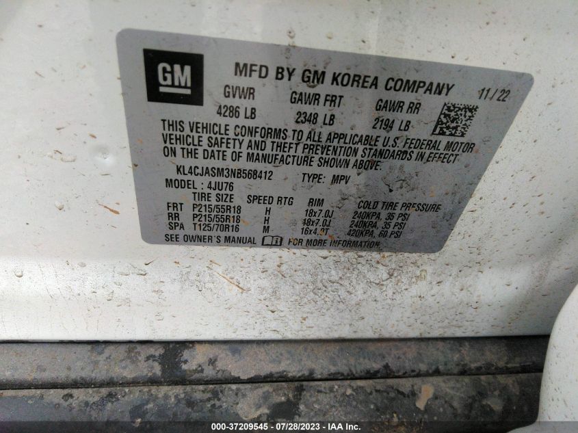 2022 BUICK ENCORE PREFERRED - KL4CJASM7NB568607