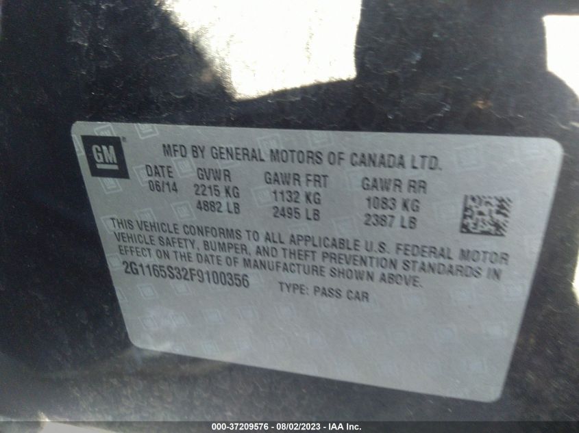 2015 CHEVROLET IMPALA LTZ - 2G1165S32F9100356