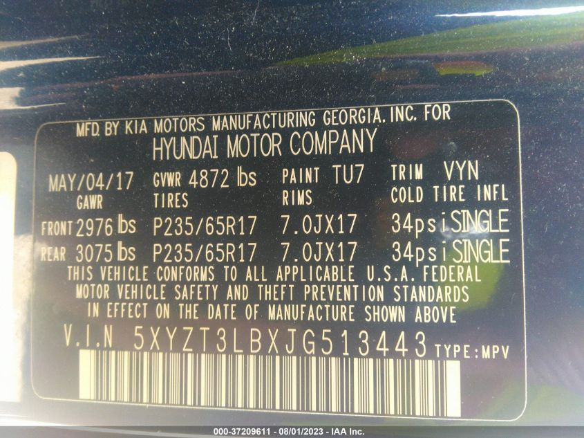 2018 HYUNDAI SANTA FE SPORT - 5XYZT3LBXJG513443