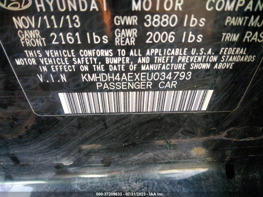 2014 HYUNDAI ELANTRA SE - KMHDH4AEXEU034793