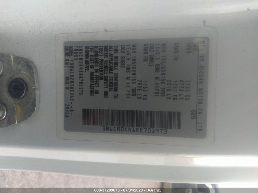 2019 NISSAN NV200 COMPACT CARGO S - 3N6CM0KN1KK701973