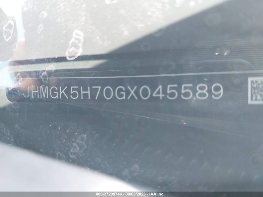 2016 HONDA FIT EX - JHMGK5H70GX045589
