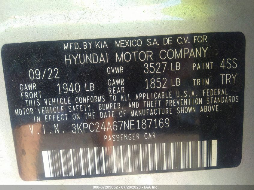 2022 HYUNDAI ACCENT SE - 3KPC24A67NE187169