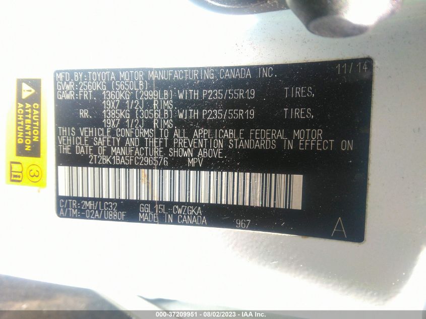 2015 LEXUS RX 350 - 2T2BK1BA5FC296576