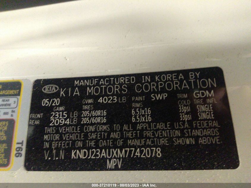2021 KIA SOUL LX/X LINE/S - KNDJ23AUXM7742078