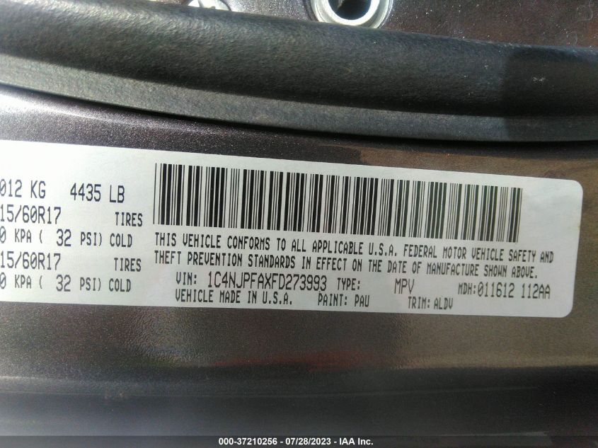 2015 JEEP PATRIOT LATITUDE - 1C4NJPFAXFD273993