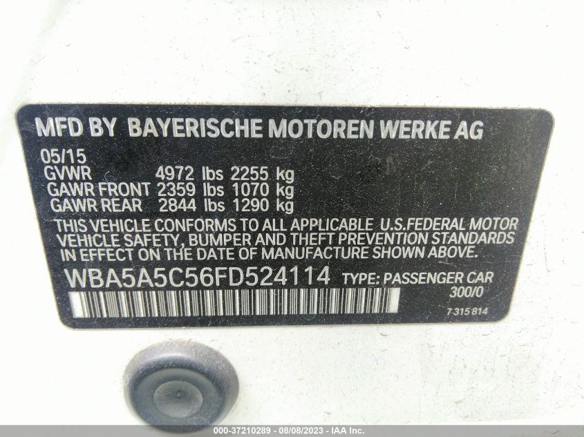 2015 BMW 5 SERIES 528I - WBA5A5C56FD524114
