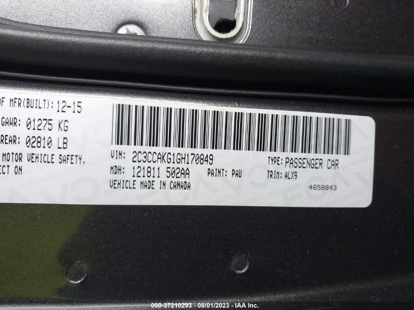 2016 CHRYSLER 300 300C - 2C3CCAKG1GH170849