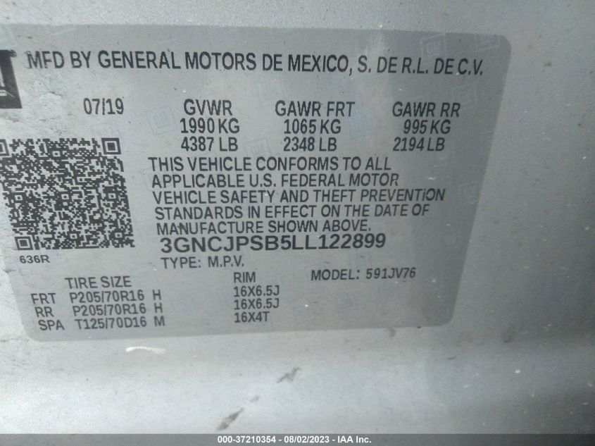 2020 CHEVROLET TRAX 1LT - 3GNCJPSB5LL122899