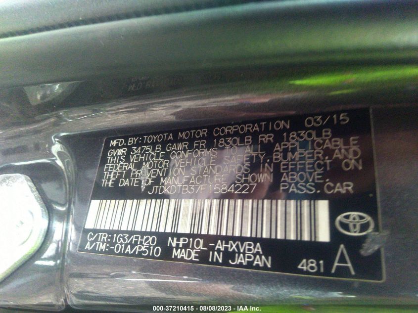 2015 TOYOTA PRIUS C ONE/TWO/THREE/FOUR - JTDKDTB37F1584227