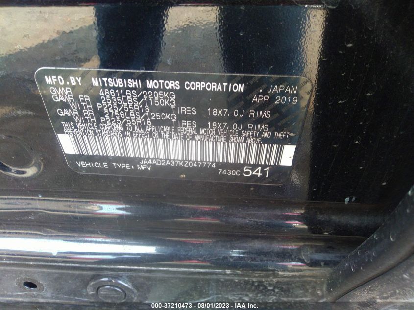2019 MITSUBISHI OUTLANDER ES - JA4AD2A37KZ047774
