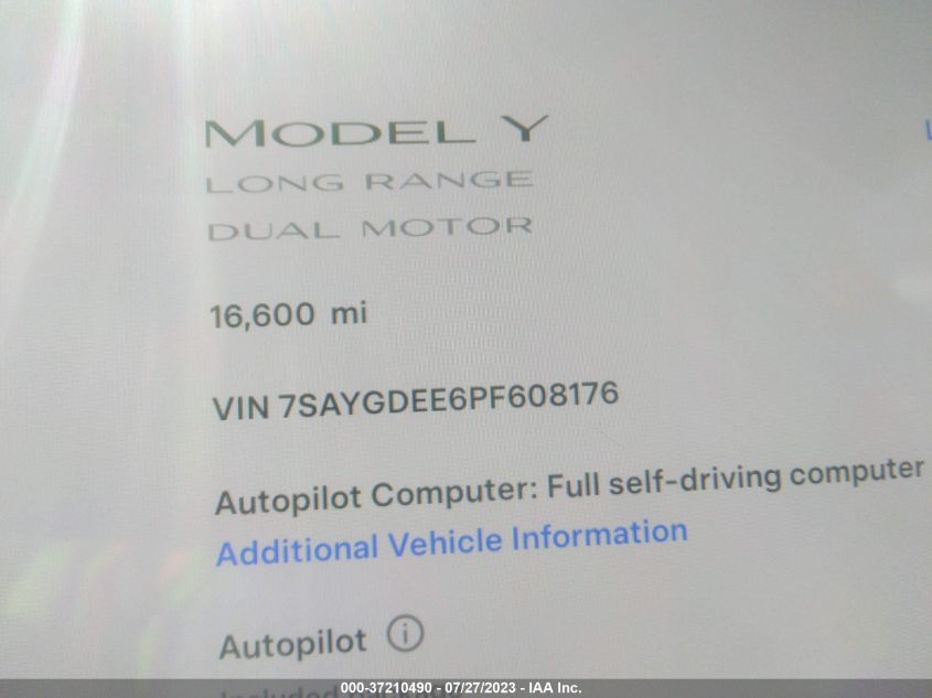 2023 TESLA MODEL Y - 7SAYGDEE6PF608176