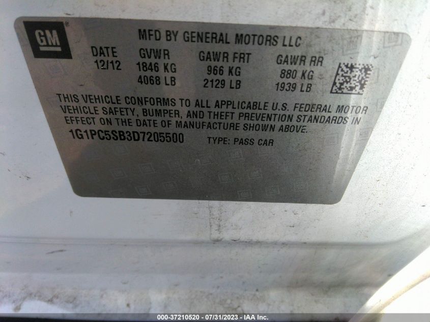 2013 CHEVROLET CRUZE 1LT - 1G1PC5SB3D7205500