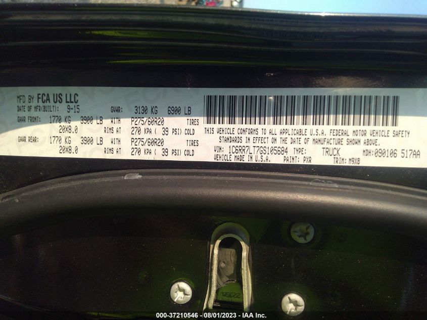 2016 RAM 1500 SLT - 1C6RR7LT7GS105684