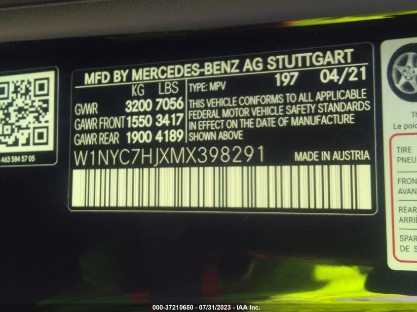 2021 MERCEDES-BENZ G-CLASS AMG G 63 W1NYC7HJXMX398291