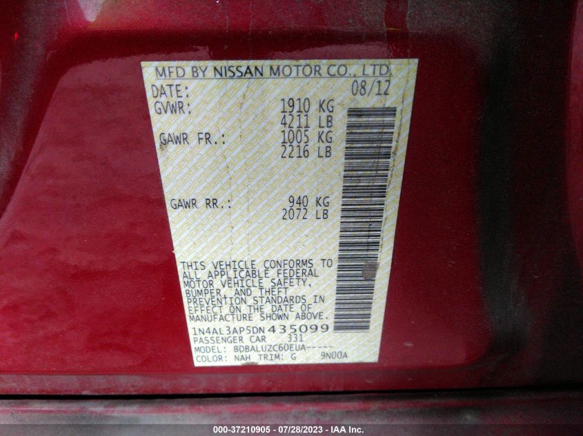 2013 NISSAN ALTIMA 2.5 SV - 1N4AL3AP5DN435099