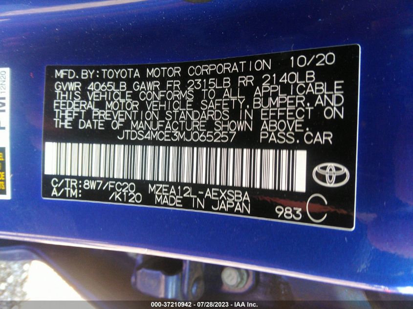 2021 TOYOTA COROLLA SE/NIGHTSHADE/APEX SE - JTDS4MCE3MJ065257
