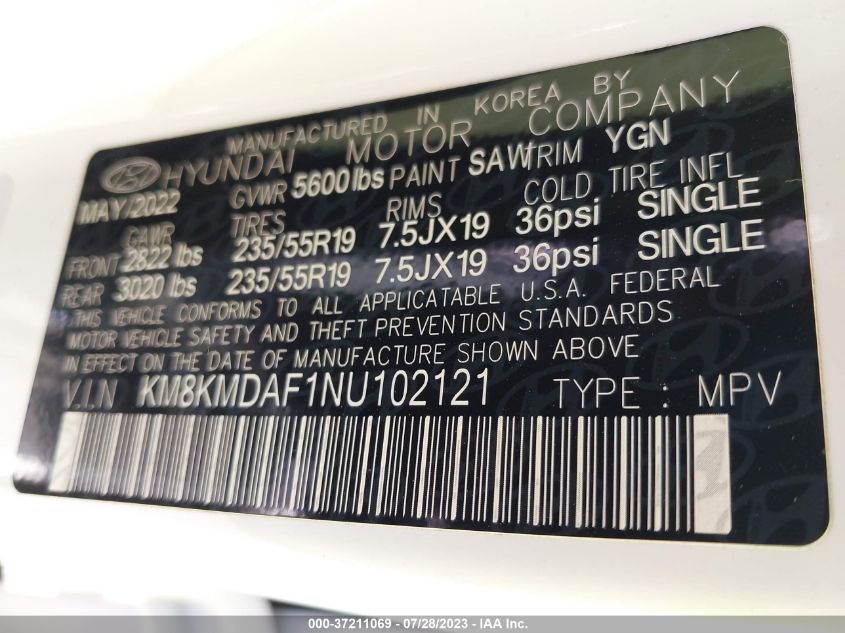 2022 HYUNDAI IONIQ 5 SE KM8KMDAF1NU102121