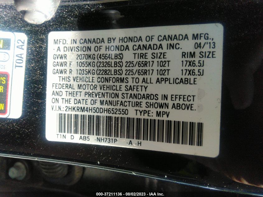 2013 HONDA CR-V EX - 2HKRM4H50DH652550