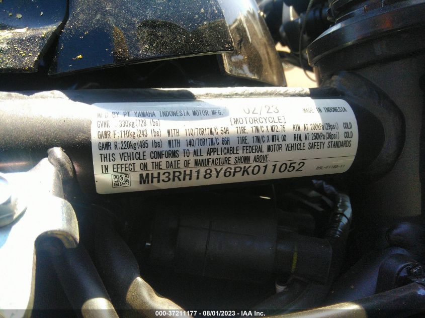 2023 YAMAHA YZFR3 A MH3RH18Y6PK011052