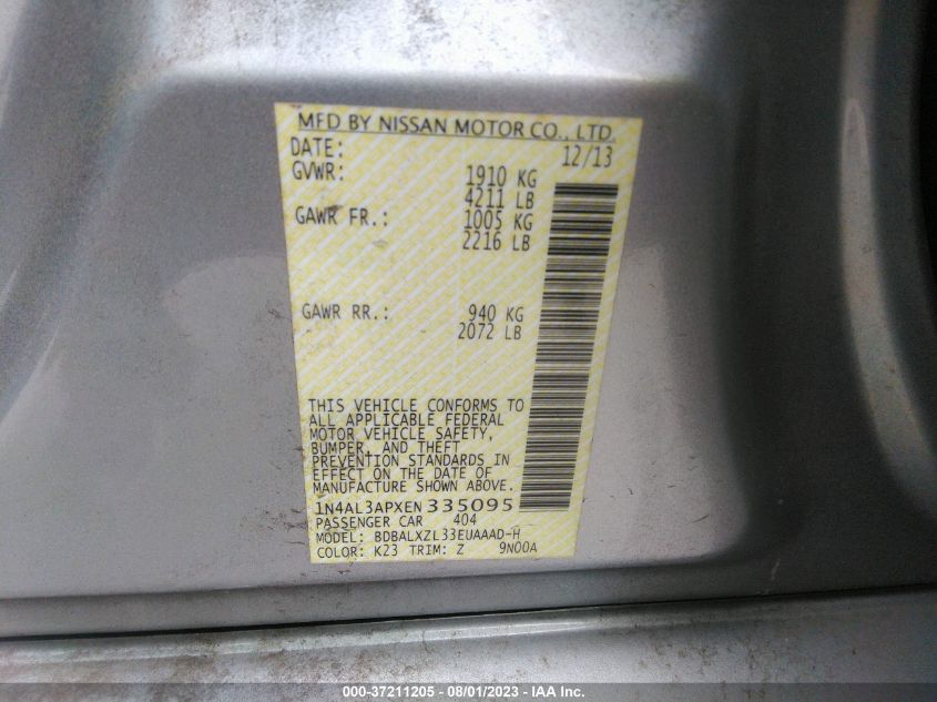 2014 NISSAN ALTIMA 2.5 SL - 1N4AL3APXEN335095