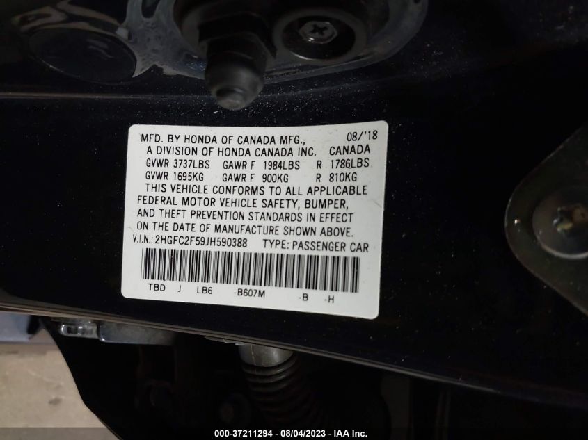2018 HONDA CIVIC SEDAN LX - 2HGFC2F59JH590388