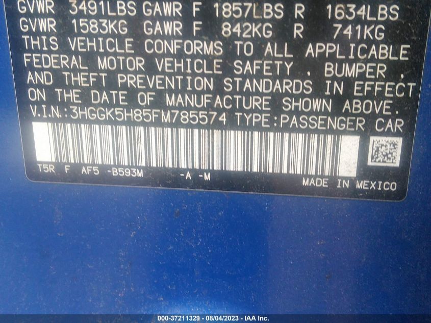 2015 HONDA FIT EX-L/EX - 3HGGK5H85FM785574